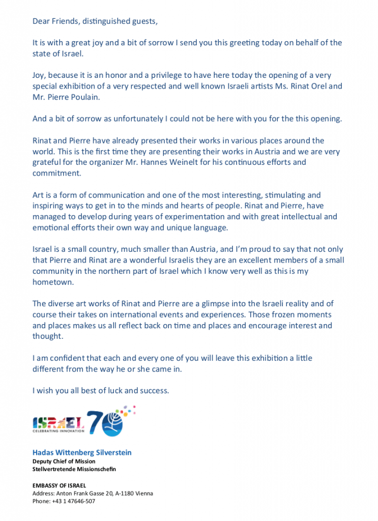 Israel embassy letter for the opening ENGLISH Pierre Poulain Street photography